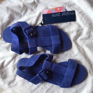 Mister Zimi blue suede Matilda sandals